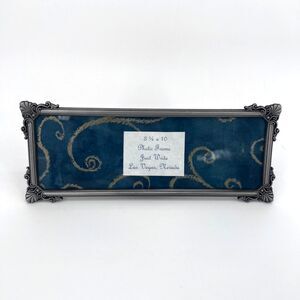 Metal Ornate Silver Toned Rectangle Picture Photo Frame Elegant Home Decor